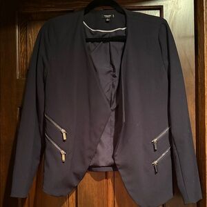 Premise Women's Navy Blazer with Zipper Accents